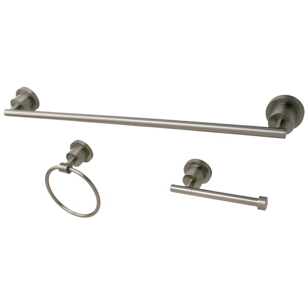3-Piece Bathroom Accessories Set, Brushed Nickel